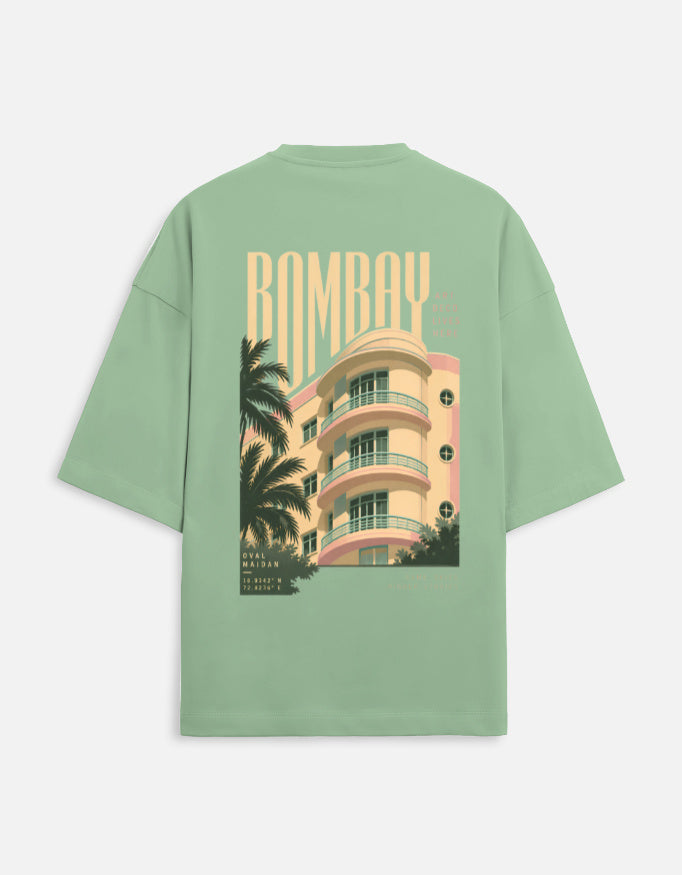 Bombay Palm oversized t-shirt in jade, back view