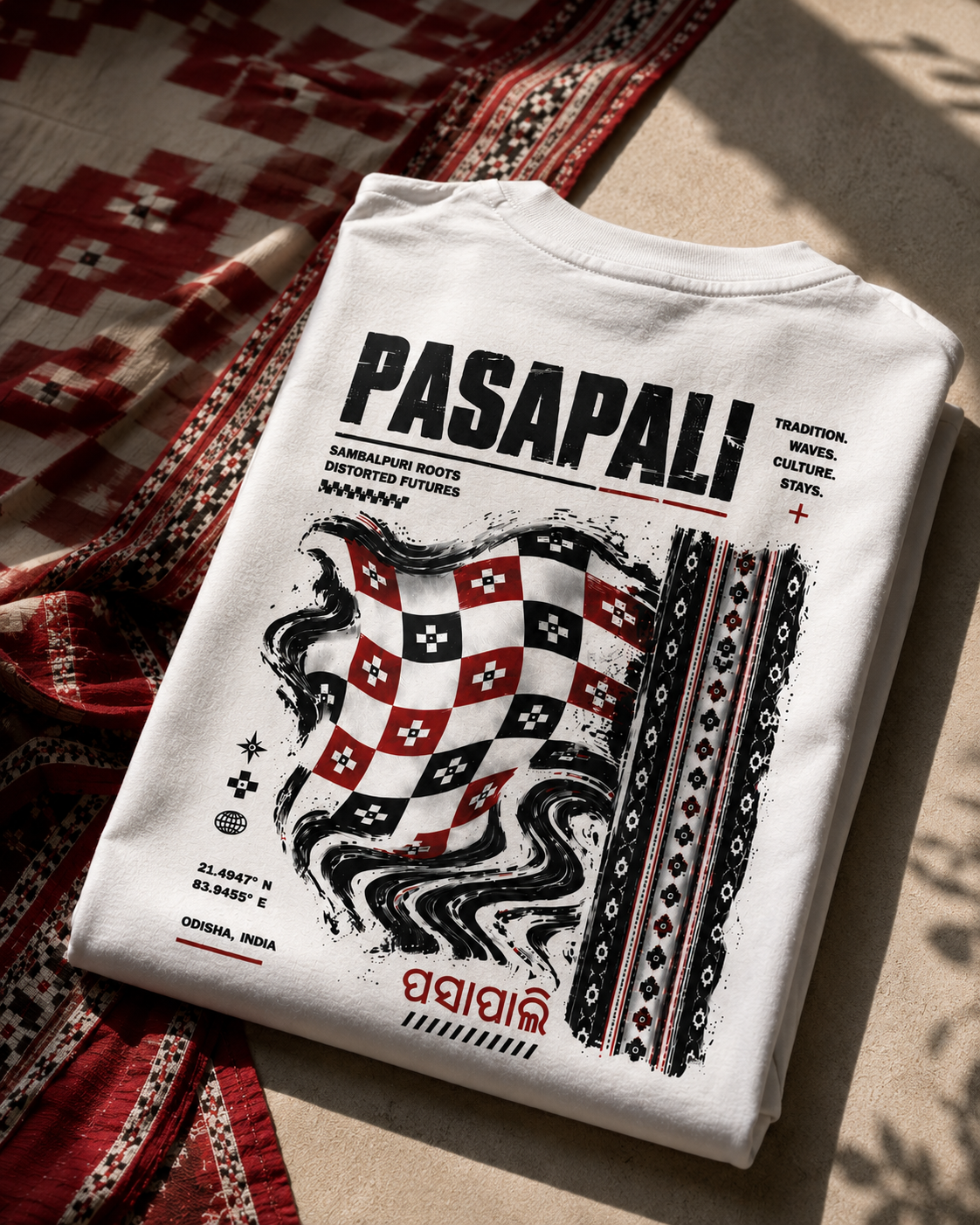 Pasapali oversized terry t-shirt in white, back print, flat lay